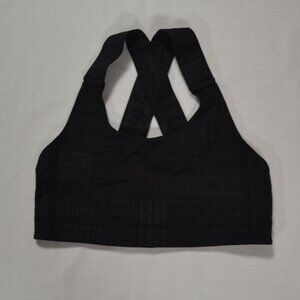 Lululemon Womens All Sport Bra Size 6 Classic Manifesto Embossed Black Yoga‎ Run